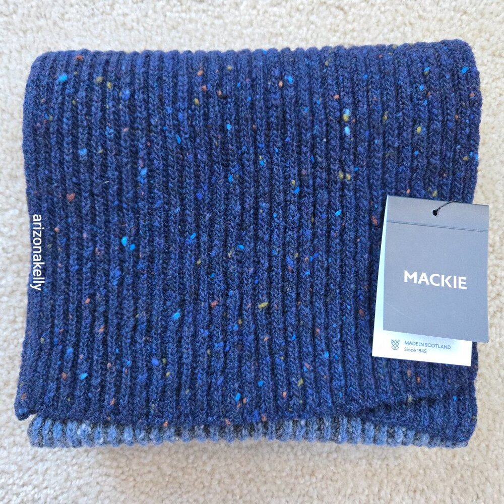 NWT Mackie Wool Scarf Ribbed Flecked Speckled Donegal Scotland - Picture 12 of 15